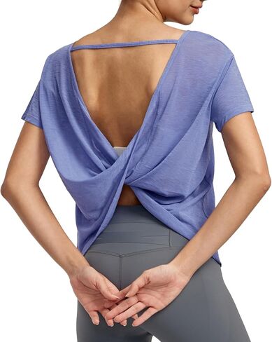Altiland Open Back Procleout Tirt for Woman ، Ultra-Soft Quick Dry Athletic Tee Yoga تشغيل قمم قصيرة الأكمام in Kuwait