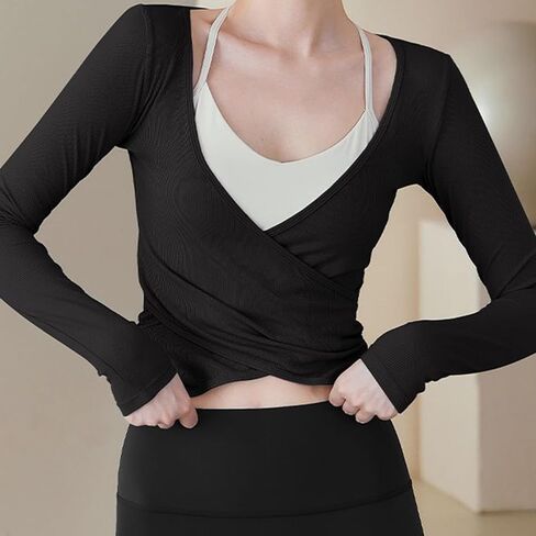 Aopwsrlyi Women's Proclout Wrapt Top Slim Fit Long Sleeve Deep V Deep Dev Dear Writ in Kuwait