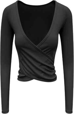 Aopwsrlyi Women's Proclout Wrapt Top Slim Fit Long Sleeve Deep V Deep Dev Dear Writ in Kuwait