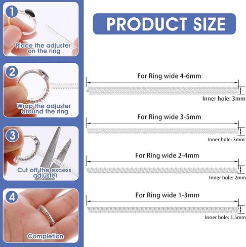 20pcs حجم الحلقة للحلقات الفضفاضة حجم الحلقة غير مرئية حرس الخاتم الحراس الفواصل الفواصل الحلزونية ريسته رنين صافحة مشد حلقة مشدود مع قطعة قماش تلميع غير انزلاق مريحة حلقات بحجم 1 مم و 10 مم in Saudi Arabia