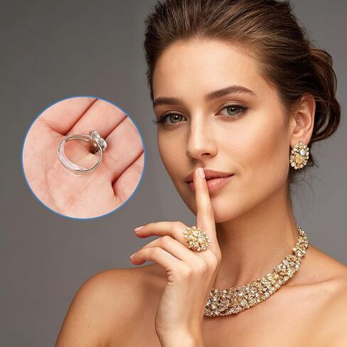 20pcs حجم الحلقة للحلقات الفضفاضة حجم الحلقة غير مرئية حرس الخاتم الحراس الفواصل الفواصل الحلزونية ريسته رنين صافحة مشد حلقة مشدود مع قطعة قماش تلميع غير انزلاق مريحة حلقات بحجم 1 مم و 10 مم in Saudi Arabia