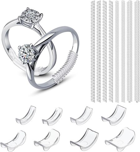 20pcs حجم الحلقة للحلقات الفضفاضة حجم الحلقة غير مرئية حرس الخاتم الحراس الفواصل الفواصل الحلزونية ريسته رنين صافحة مشد حلقة مشدود مع قطعة قماش تلميع غير انزلاق مريحة حلقات بحجم 1 مم و 10 مم in Saudi Arabia