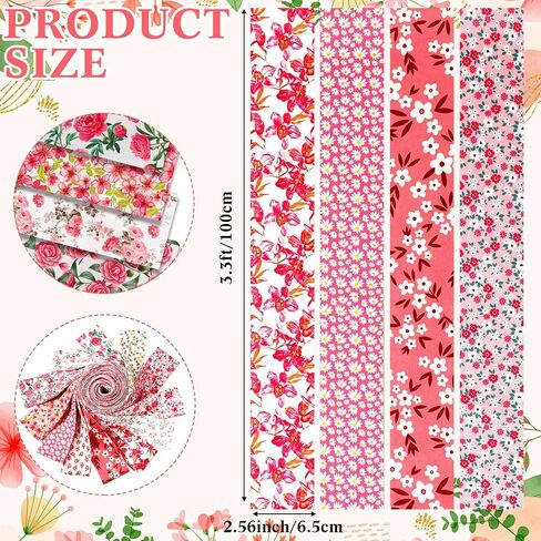 Ganeen 60 PCS Cotton Jelly Valentine's Day Fabric Flock Heart Fabric Strips Valentine's Day Skilting Roll for Gract Cloth Craft DIY ، 12 Styles in Kuwait