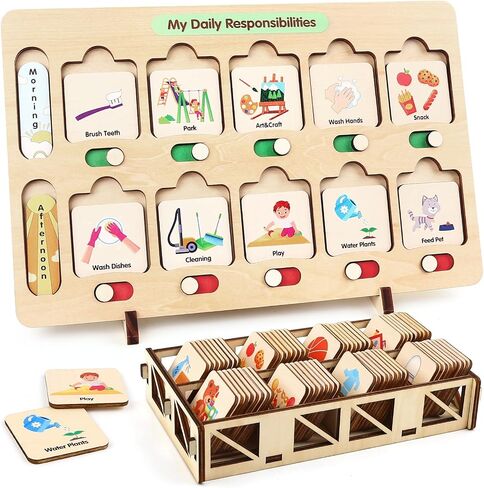Joyreal Visual Schedule for Kids, Morning Bedtime Routine Chart for for Toddlers, Daily schedule behavior chore chart with 135 Cards for Home School in Saudi Arabia