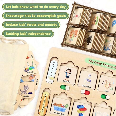 Joyreal Visual Schedule for Kids, Morning Bedtime Routine Chart for for Toddlers, Daily schedule behavior chore chart with 135 Cards for Home School in Saudi Arabia