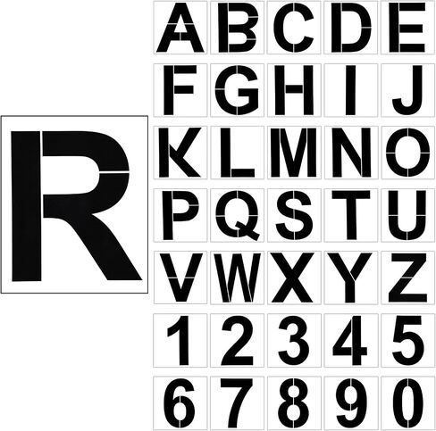36 Pieces Large Letter Stencils Number Stencils Reusable Alphabet Stencils Numbers Templates Art Craft Stencils for Wood Wall Rock Fabric Signage Chalkboard Painting DIY Projects (19 Inch) in Saudi Arabia
