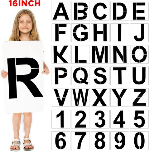 36 Pieces Large Letter Stencils Number Stencils Reusable Alphabet Stencils Numbers Templates Art Craft Stencils for Wood Wall Rock Fabric Signage Chalkboard Painting DIY Projects (19 Inch) in Saudi Arabia