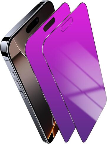 2 Pack Privacy screen protector Compatible with iPhone 13 Pro Max and Compatible with iPhone 14 Plus anti Blue light eye protection Mirror Tempered Glass Gradient Colorful Anti-Spy Anti-Peep in Kuwait