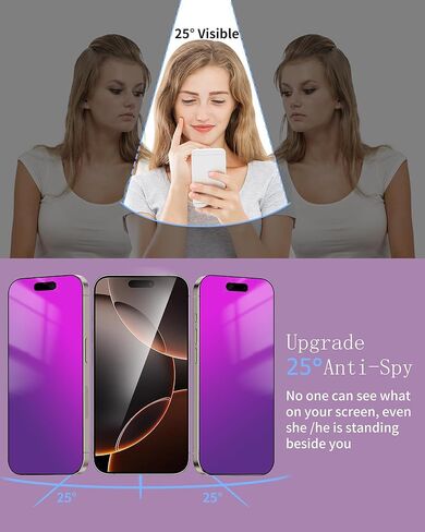 2 Pack Privacy screen protector Compatible with iPhone 13 Pro Max and Compatible with iPhone 14 Plus anti Blue light eye protection Mirror Tempered Glass Gradient Colorful Anti-Spy Anti-Peep in Kuwait