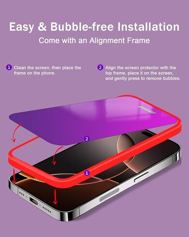 2 Pack Privacy screen protector Compatible with iPhone 13 Pro Max and Compatible with iPhone 14 Plus anti Blue light eye protection Mirror Tempered Glass Gradient Colorful Anti-Spy Anti-Peep in Kuwait