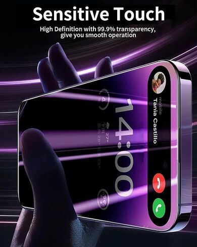 2 Pack Privacy screen protector Compatible with iPhone 13 Pro Max and Compatible with iPhone 14 Plus anti Blue light eye protection Mirror Tempered Glass Gradient Colorful Anti-Spy Anti-Peep in Kuwait