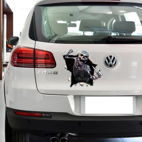 2Pcs Skull Sticker Car Decals,Car Decal Sticker for Windows, Car Scratch Sticker，3D Skull Car Sticker for Auto,Truck,SUV Indoor and Outdoor Decoration, Halloween Decorative Sticker 11 * 11 Inch in Saudi Arabia