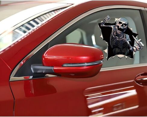 2Pcs Skull Sticker Car Decals,Car Decal Sticker for Windows, Car Scratch Sticker，3D Skull Car Sticker for Auto,Truck,SUV Indoor and Outdoor Decoration, Halloween Decorative Sticker 11 * 11 Inch in Saudi Arabia