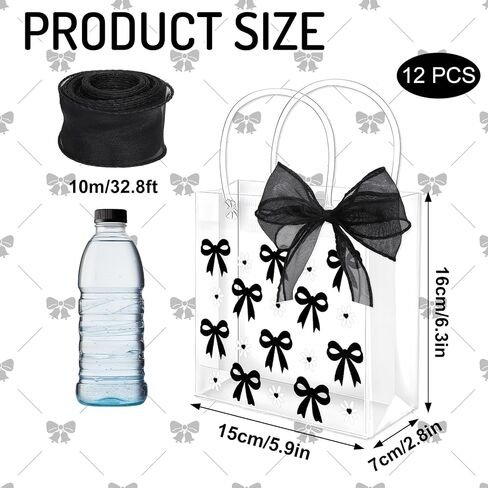 Whaline 12 Pcs Bow Coquette Clear PVC Gift Bags Blue Bowknot Daisy Flower Party Favor Bags with Handle Treat Tote Bags with Ribbon for Wedding Birthday Baby Shower in Saudi Arabia
