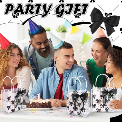Whaline 12 Pcs Bow Coquette Clear PVC Gift Bags Blue Bowknot Daisy Flower Party Favor Bags with Handle Treat Tote Bags with Ribbon for Wedding Birthday Baby Shower in Saudi Arabia
