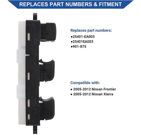Master Window Switch Power Control Button Front Left Driver Side Compatible with 2005-2012 Nissan Frontier, 2005-2012 Nissan Xterra Replacement OEM 25401-EA003 1 Auto Button 12 Pins in Saudi Arabia