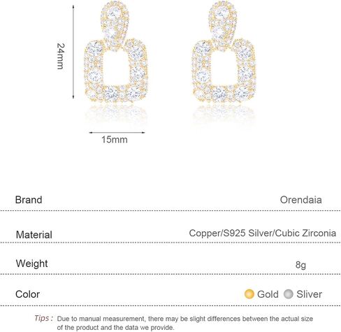 Geometric CZ Drop Earrings for Women – Elegant French Style Teardrop and Square Dangling Earrings with 925 Silver Posts in Saudi Arabia