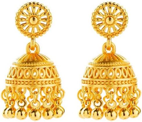 الذهب الهندي jhumki bell بيان عتيقة الأقراط للنساء الرجعية العرقية البوهيمية hollow jhumka جولة أجراس الشراكيل dangl دقة بوليوود التقليدية بوهو غجر الأزرار المجوهرات الهدية in Saudi Arabia