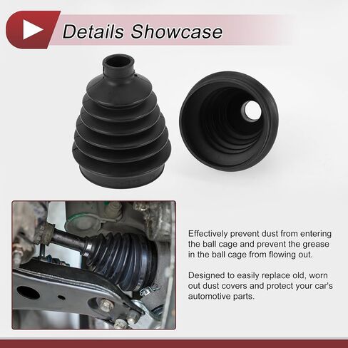 1 Set CV Joint Boot Kit for Mitsubishi Montero 2001-2006 Outer Constant Velocity Joint Boot W/Clamps No.MR528639 Black Rubber in Saudi Arabia
