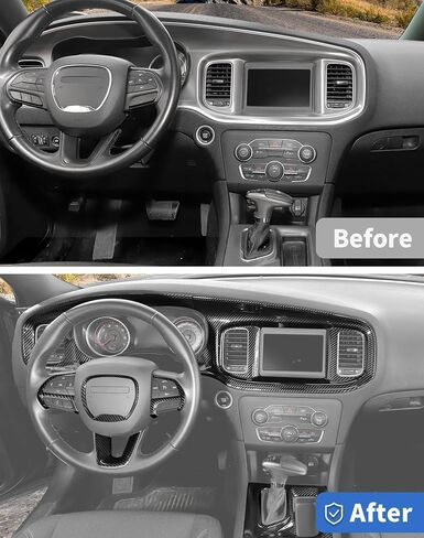 ل Dodge Charger 2015+ Center Control Cover Cover Cover Kit ، 10pcs Carbon Carbon Concert Control Control Dash & Gear Shift Decor in Kuwait
