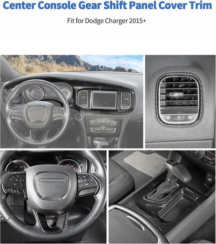 ل Dodge Charger 2015+ Center Control Cover Cover Cover Kit ، 10pcs Carbon Carbon Concert Control Control Dash & Gear Shift Decor in Kuwait