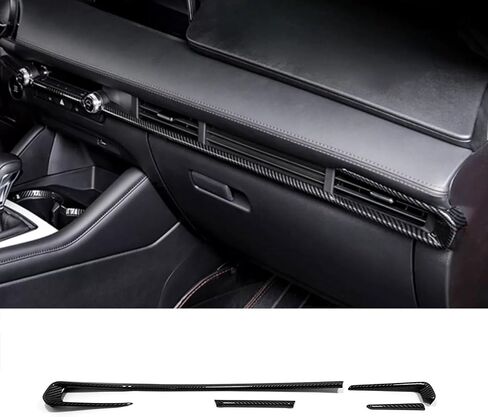 Car Accessories Fit for 2019 2020 2021 2022 2023 2024 2025 Mazda 3 Axela Inner Dashboard Center Console AC Air Vent Outlet Cover Trim (Carbon Fiber Style) ABS 4 PCS in Saudi Arabia