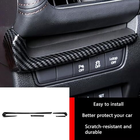 Car Accessories Fit for 2019 2020 2021 2022 2023 2024 2025 Mazda 3 Axela Inner Dashboard Center Console AC Air Vent Outlet Cover Trim (Carbon Fiber Style) ABS 4 PCS in Saudi Arabia