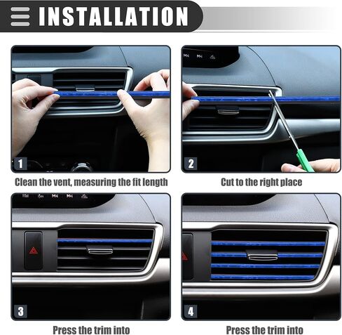 Motoforti Universal Car Vent Outlet Trims, Car Interior Accessories, Air Conditioner Vent Outlet Trim Decoration Strip, PVC, Purple, 40 Pcs in Saudi Arabia