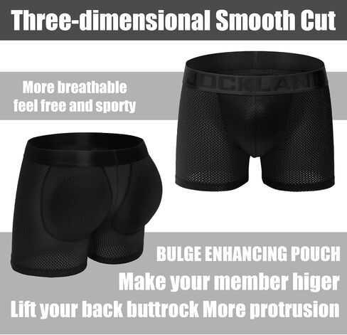 Men's Padded Underwear, Men's Breathable Butt Lifting Boxer Briefs with Removable Pads in Saudi Arabia