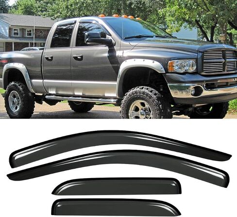 4pcs تنفيس الظل تنافس زجال نافذة ، haihua للذاكرة RAM 02-08 1500 و 03-09 2500 3500 Quad (AKA CREW) CAB خارج طراز Mount Wind Rain Guard in Saudi Arabia