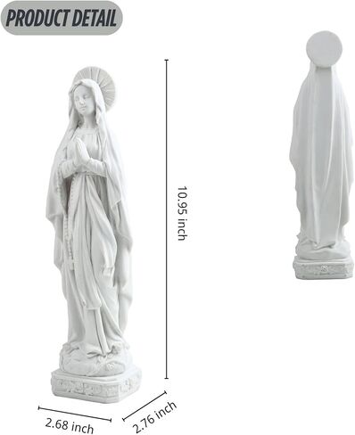 تمثال مريم العذراء - 10.98 "راتنج أبيض تمثال سيدة لورديس ، النحت الديني الكاثوليكي لغرفة الصلاة ، مذبح ، المنزل أو الكنيسة ، تمثال الأم مادونا المبارك in Kuwait
