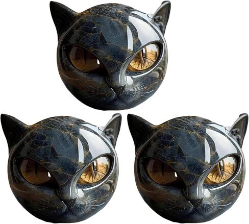 Luxury Black Cat Stone Sculpture – Elegant Home Décor & Gift-Ready Art Piece, Hand-Carved Crystals and Healing Stones Carved, for Cat Lovers (1*pcs) in Saudi Arabia