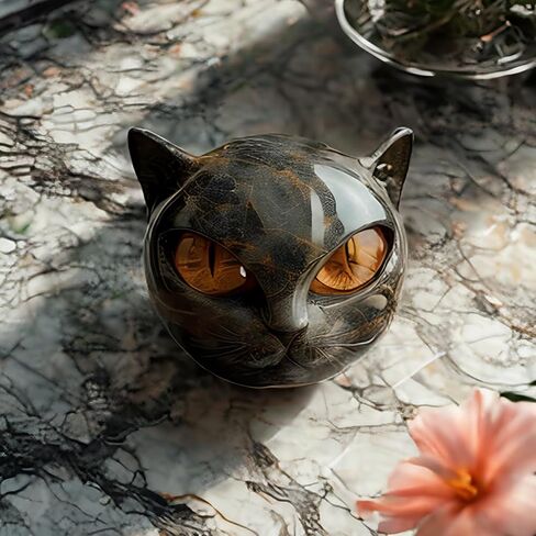 Luxury Black Cat Stone Sculpture – Elegant Home Décor & Gift-Ready Art Piece, Hand-Carved Crystals and Healing Stones Carved, for Cat Lovers (1*pcs) in Saudi Arabia