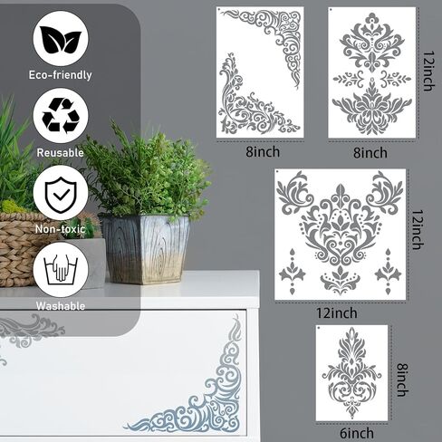 Large Flower Stencils for Painting on Wood - 10 Pcs Floral Daisy Reusable Plastic Painting Stencils for Wood Plank Porch Decoration, Reusable Art Painting Stencil on Wood Crafts DIY Home Fence Decor in Kuwait