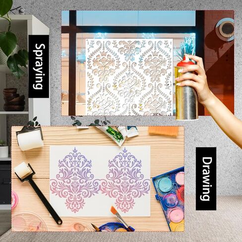 Large Flower Stencils for Painting on Wood - 10 Pcs Floral Daisy Reusable Plastic Painting Stencils for Wood Plank Porch Decoration, Reusable Art Painting Stencil on Wood Crafts DIY Home Fence Decor in Kuwait