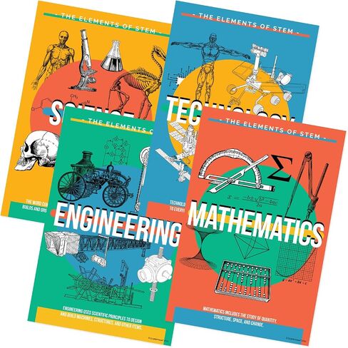Quarterhouse Types of Engineering Poster Set, STEM Classroom Learning Materials for K-12 Students and Teachers, Set of 8, 12x18, Extra Durable in Saudi Arabia