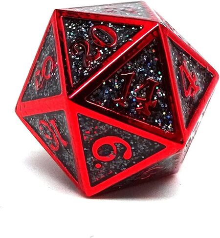 Heroic Dice of Metallic Luster - 7 Piece Metal Polyhedral Dice Collection (Black with Orange Font) in Kuwait