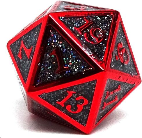 Heroic Dice of Metallic Luster - 7 Piece Metal Polyhedral Dice Collection (Black with Orange Font) in Kuwait