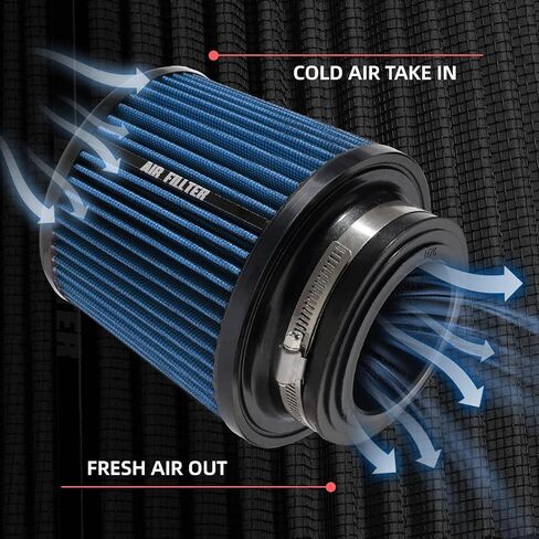 3" 3.5" 4" Inlet Car Replacement Cold Air Intake Filter 76mm 89mm 102mm 3 Sizes in 1 High Flow Performance Cone Air Filter (Red) in Saudi Arabia