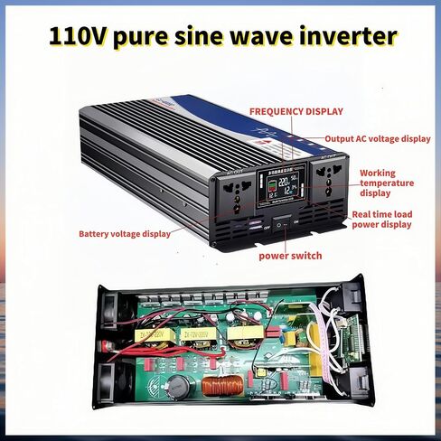 3500W POWER UNVERTER 72V DC إلى 110 فولت AC مع شاشة LED منافذ AC مزدوجة المعجبين المزدوجة التي تشع ل RV و CAMP والقوارب والطوارئ المحمولة محمولة محمولة موجة الجيب النقي (شاشة LED ، 3500W 72V) in Kuwait