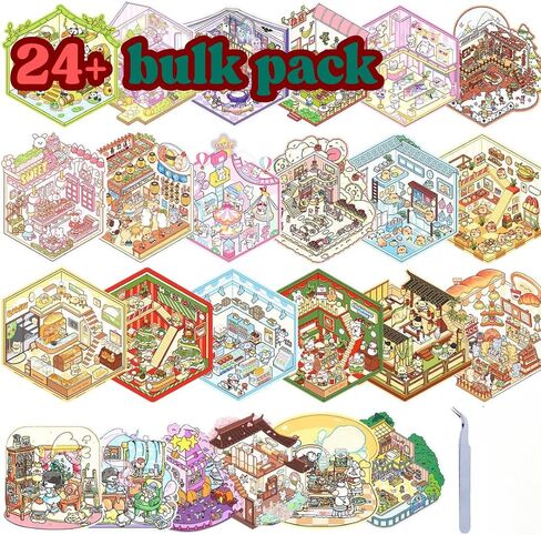Sticker Therapy - Isometric Stickers, 3D Scene Stickers Pack Cute Sanrio 3D Sticker Scenes for Sticker and Chill Books for Adults and Kids in Saudi Arabia