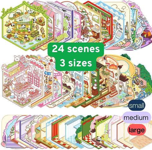 Sticker Therapy - Isometric Stickers, 3D Scene Stickers Pack Cute Sanrio 3D Sticker Scenes for Sticker and Chill Books for Adults and Kids in Saudi Arabia