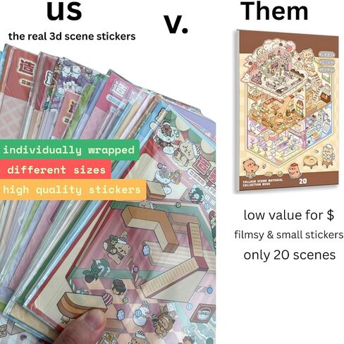 Sticker Therapy - Isometric Stickers, 3D Scene Stickers Pack Cute Sanrio 3D Sticker Scenes for Sticker and Chill Books for Adults and Kids in Saudi Arabia