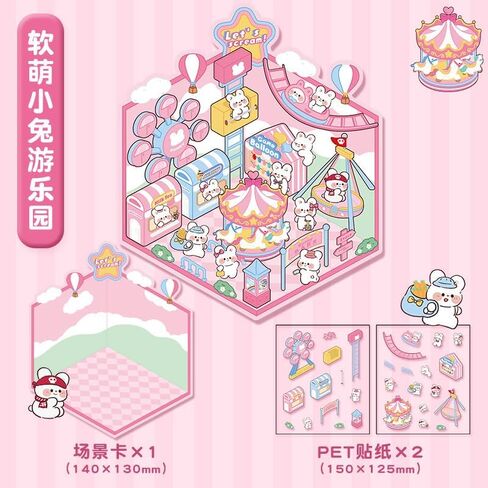 Sticker Therapy - Isometric Stickers, 3D Scene Stickers Pack Cute Sanrio 3D Sticker Scenes for Sticker and Chill Books for Adults and Kids in Saudi Arabia