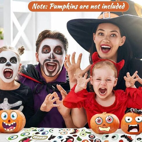 OuMuaMua 48 Pack Halloween Pumpkin Decorating Craft Stickers Mini Make 48 Small Pumpkin Face Stickers Monster Stickers for Halloween Kids Toddlers Treats Party Favors Supplies 24 Sheets in Saudi Arabia
