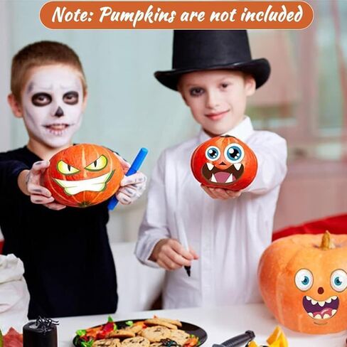 OuMuaMua 48 Pack Halloween Pumpkin Decorating Craft Stickers Mini Make 48 Small Pumpkin Face Stickers Monster Stickers for Halloween Kids Toddlers Treats Party Favors Supplies 24 Sheets in Saudi Arabia