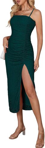 Women's 2025 Floral Lace Sleeveless Side Split Long Dresses Slim Fit Party Maxi Dress in Saudi Arabia