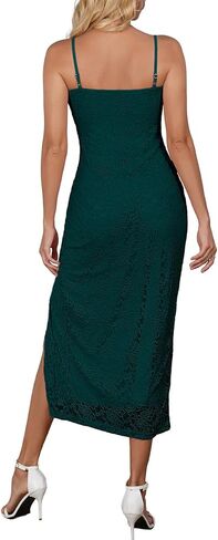 Women's 2025 Floral Lace Sleeveless Side Split Long Dresses Slim Fit Party Maxi Dress in Saudi Arabia