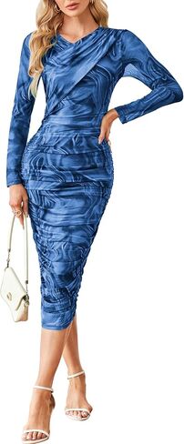 غريس كارين نساء روكيد غلاف الفساتين bodycon شبكة طباعة سقوط فستان midi الرسمي in Saudi Arabia