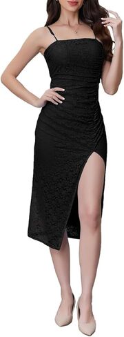 Women's 2025 Floral Lace Sleeveless Side Split Long Dresses Slim Fit Party Maxi Dress in Saudi Arabia
